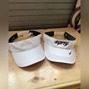 Bundle of 2 Nike Just Do It Dri Fit Visor Hat Cap Adult Size M/L White Strapback
